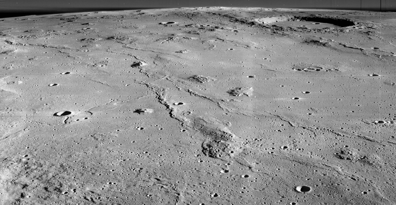Our future home? A view of the eastern Marius Hills, with the Marius crater at top right. (Image: NASA/Lunar Orbiter 2)